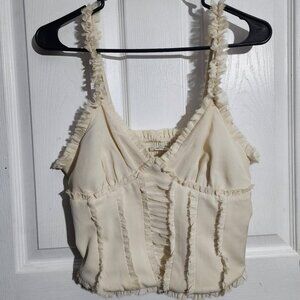 Cream Lace Ruffled Corset Cami